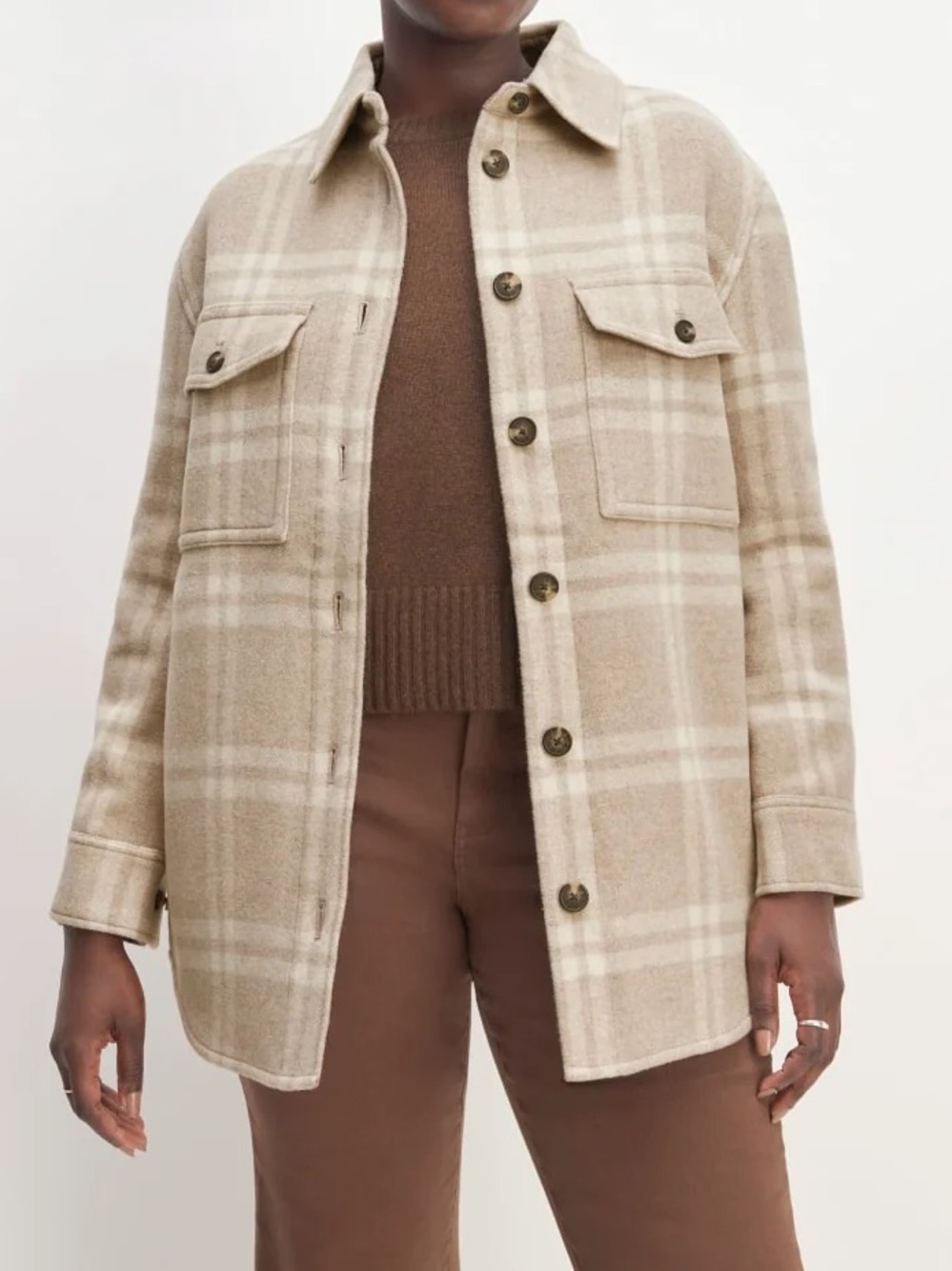 Everlane THE ITALIAN REWOOL® OVERSIZED SHIRT JACKET plaid shacket size Small